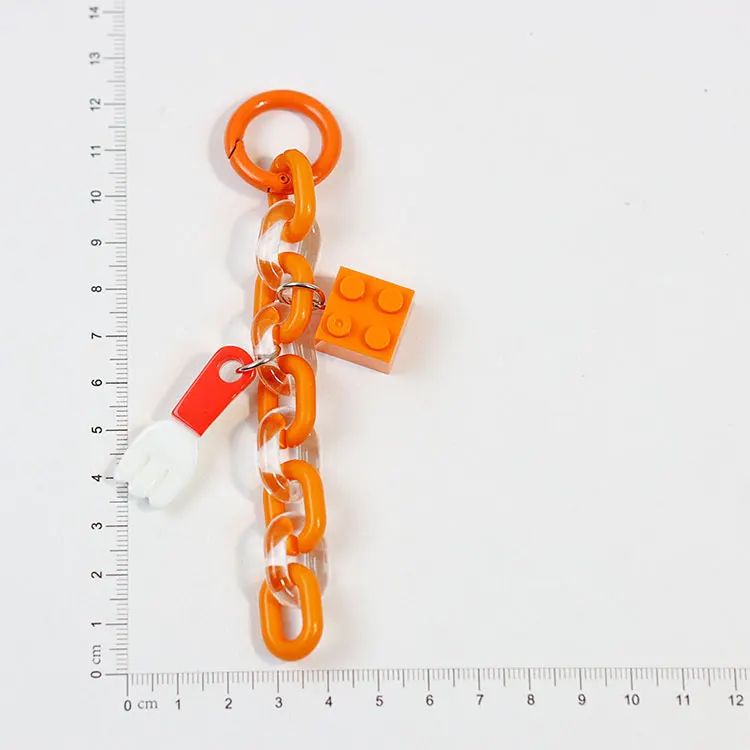 Creative Kawaii Cartoon Mobile Phone Hanging Chain Custom Heart Shaped Acrylic Cute Block Keychain