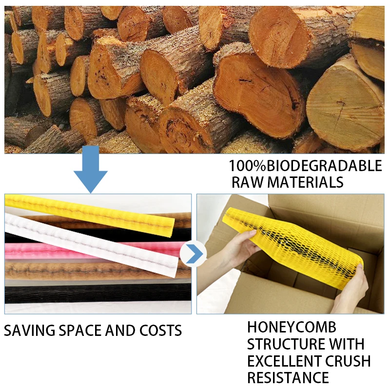 Kraft Brown Express Packaging Honeycomb Paper Sleeve Cushioned Mesh Paper Tube for Shipping Protective Film for Secure Delivery