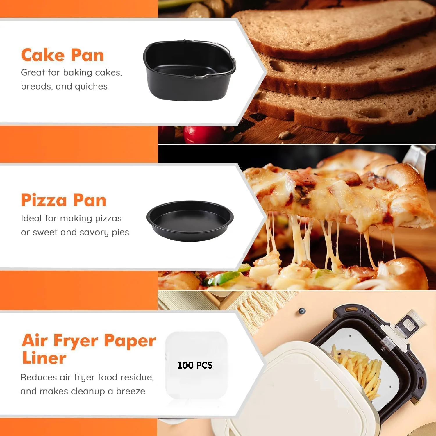 Hot selling 10 Piece air fryer Square Accessories set 5.8 Qt 6.0 Qt Larger pot