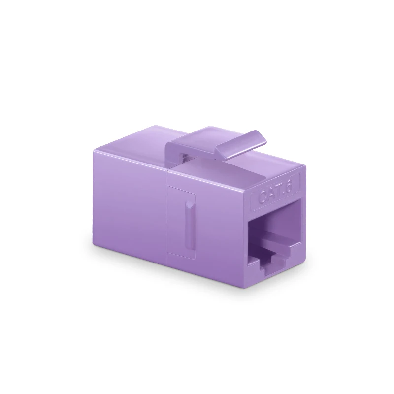 Cat6 Keystone RJ45 Coupler, Unshielded, Female to Female Insert Inline Coupler - Purple