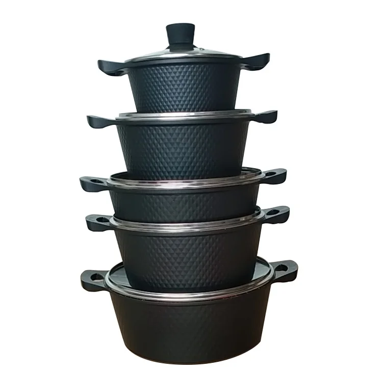 Kitchen Cooking Casserole Sets Die Casting Glass Heavy Cookware Set