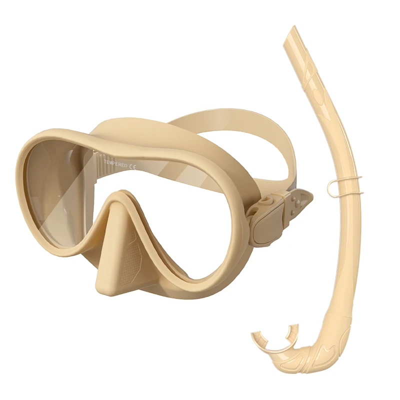 2024 New CE Certified Silicone Dry Snorkel Mask and Set Single Tempered Glass Diving Gear Equipment for Adult Swimming