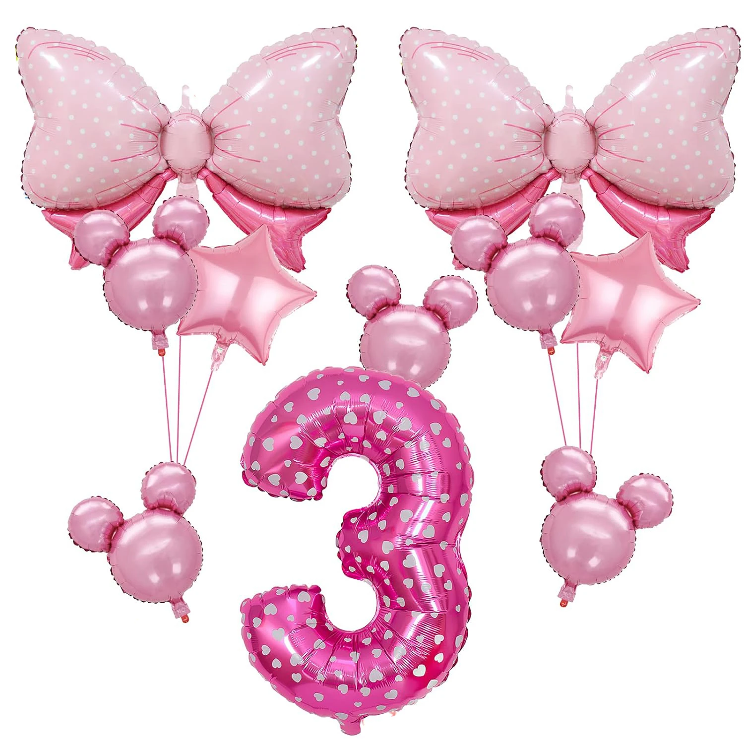 Pink Mouse Birthday Jumbo Number Mylar Foil Balloons Huge Bow Balloons For  Baby Shower  Decor