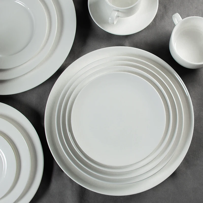 Ceramic Manufacturing Classic White Ceramic Dinner Set Porcelain Dishes Plates Set Hotel Chinaware Hotel & Restaurant Supplies