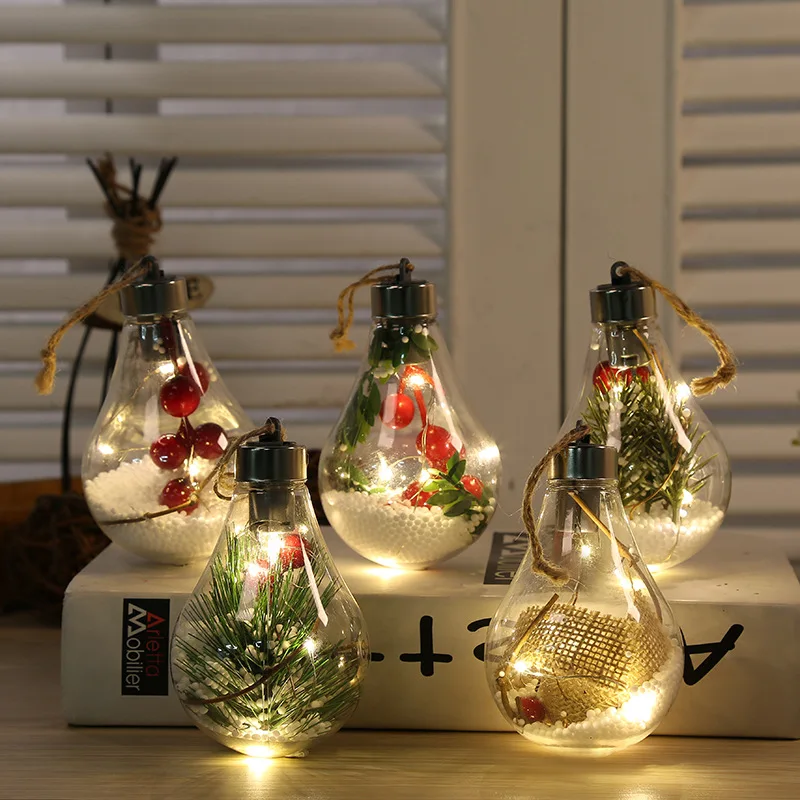 
Christmas Tree Decoration Pendant Led Transparent Christmas Ball Simulation Light Bulb Event Party Supplies 