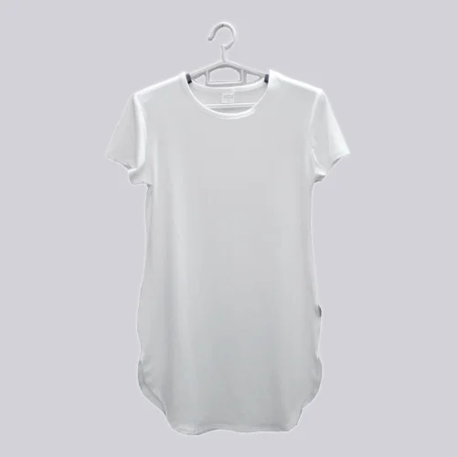 Sublimation Blank White Casual Cured Hem T-shirt Dress for Women