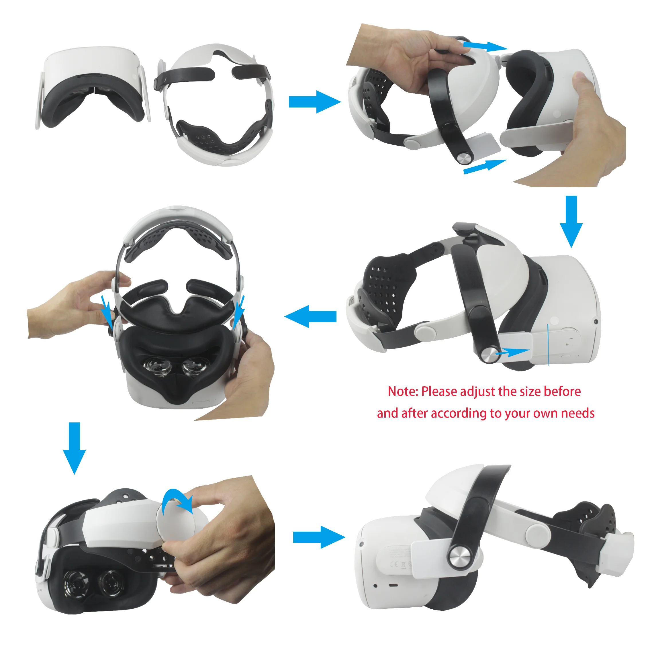 Adjustable, suitable for Oculus Quest 2 VR helmet head decompression Halo Elite strap; comfortable, breathable and removable