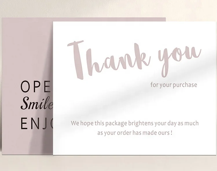 Luxurious White Matte surface Die cut packaging paper thank you card grateful paper sheet for after sales service cards