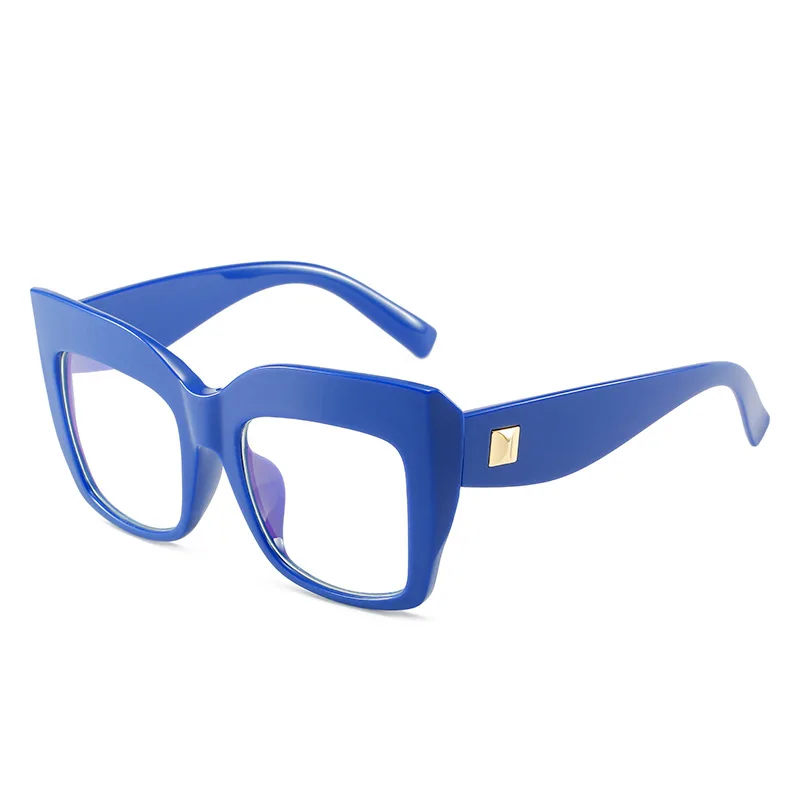 2022 new Influencer metal accessories brand glasses personality oversized cat eye eyeglasses frames wholesale blue light glasses