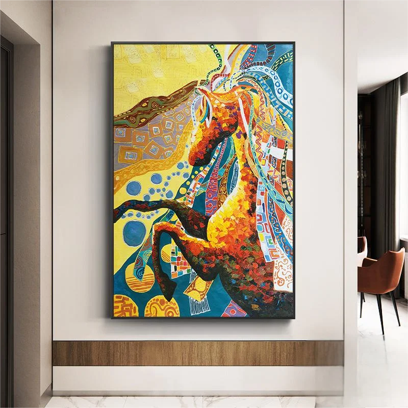 Rainbow Horse Art Mosaic Mural Custom Hand Cut Mosaic Pattern for Wall and Floor Decoration