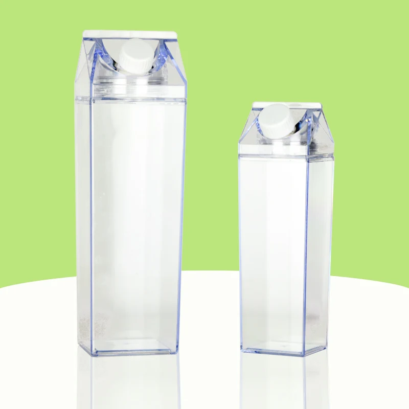 500ml Clear Plastic Blank Water Bottle Custom Logo 1000ml BPA Free Milk Carton Bottle