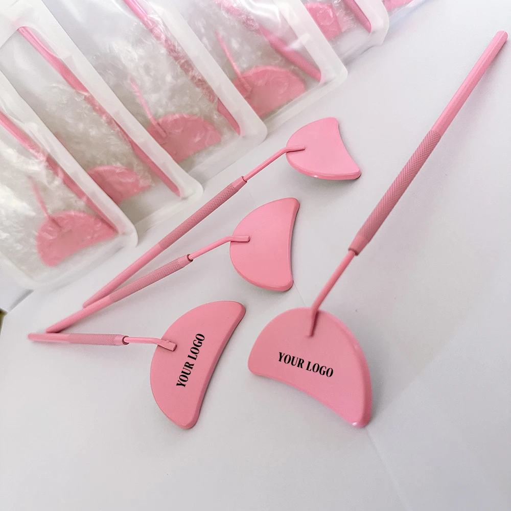 Custom Logo lash checking mirror stainless steel half moon heart shape black white pink eyelash extension mirror