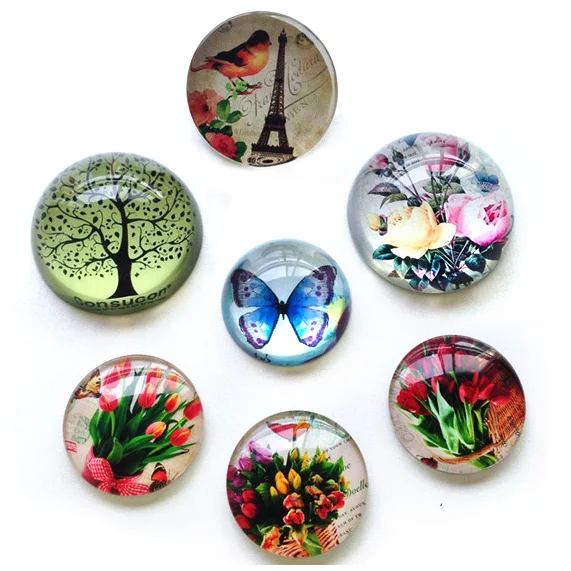 Cancun Los Angeles Paris Souvenir City Name Printing Logo 25Mm Dome Custom Round Glass Magnet Fridge Magnets