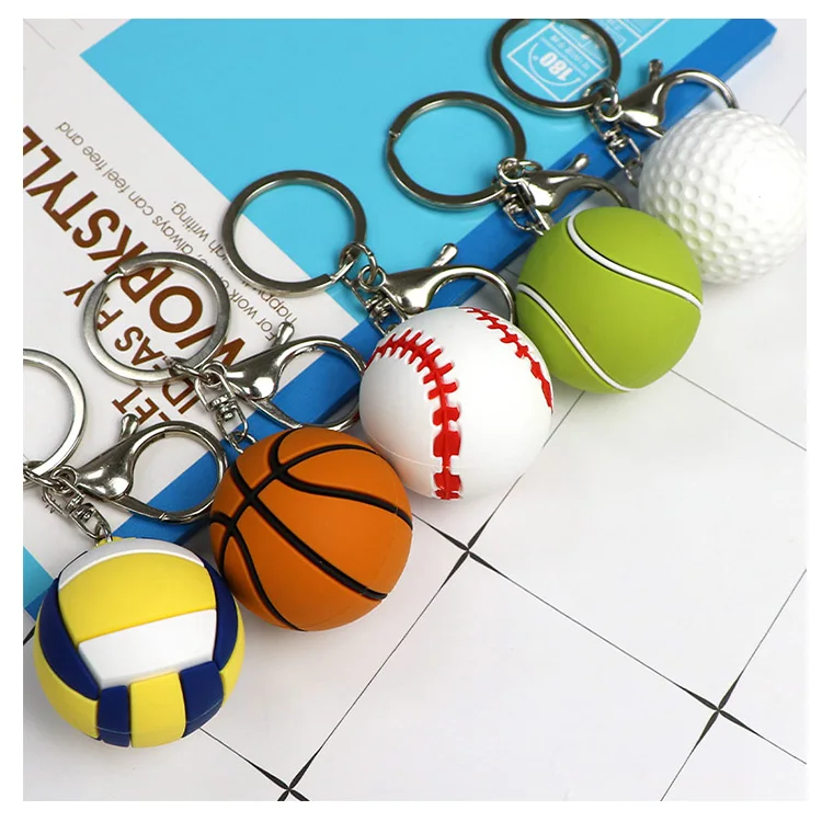 Factory Wholesale Custom Logo Sports Ball Keychains Cute Mini 3D Basketball Keychain Ball