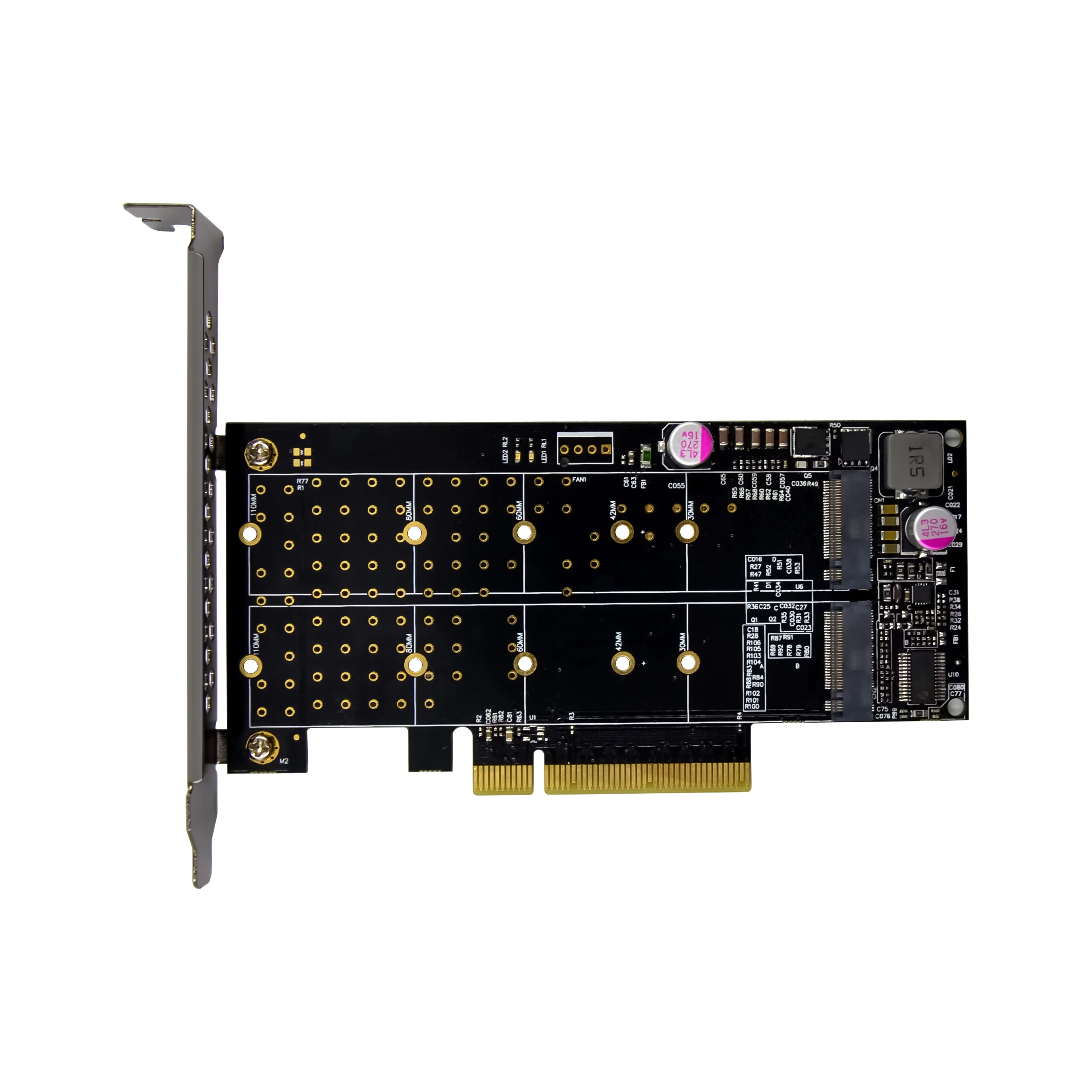 PCIe X8 M.2  Key M SATA Adapter PCIE X8 to Key M NVME M.2 22110 2280 2260 2242 2230 Adapter Converter Card