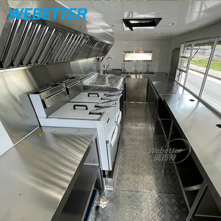 WEBETTER Concession Coffee Kiosk Food Trailer Pizza Burger BBQ Trailer Hotdog Ice Cream Cart Mobile Food Truck with Full Kitchen