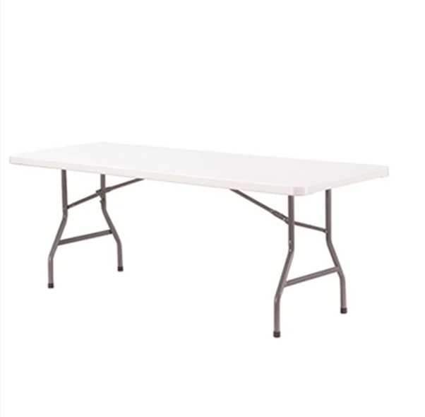 HONGQIAO  6FT Outdoor Rectangular HDPE Plastic Panel Folding Table for 6 Seats Event
