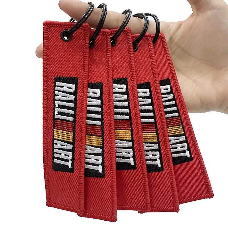 Promotional Embroidery Jet Tags Custom  Fabric Embroidered Keychain Flight Key Chains Key Ring Key Tag