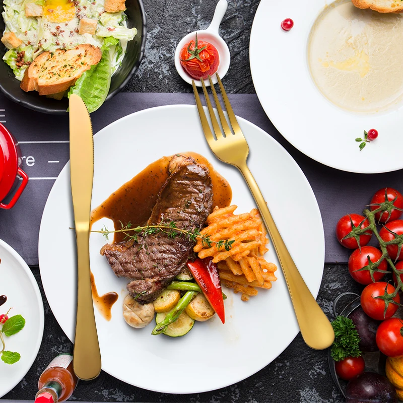 New Selling 24pcs Cutlery Set Gold Stainless Steel Knife And Fork Spoon with Wooden case