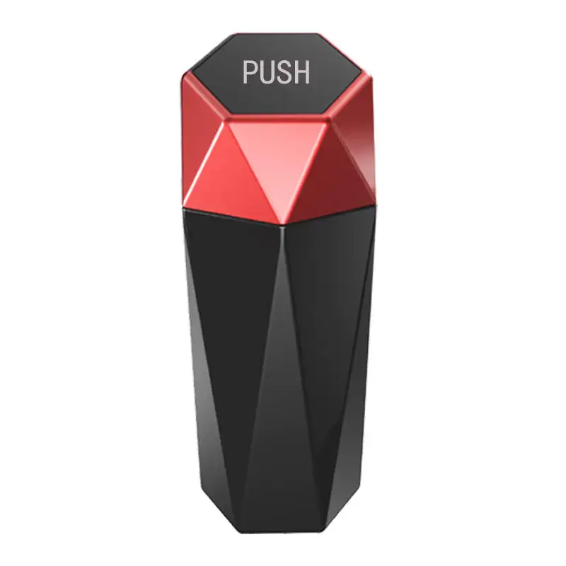 car gadgets 2023 Fashion Diamond Shape Mini Office Home Auto Car Trash Can with Lid for Console Cup Holder Car Garbage Can