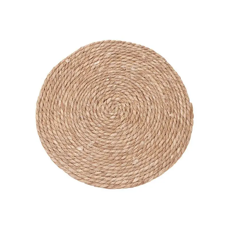 Round rattan mat hand-woven carpet home living room bedroom coffee table blanket simple grass mat  diameter 60cm
