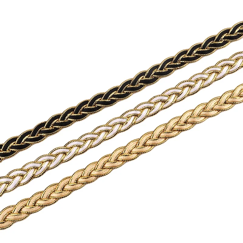 diy garment accessories polyester lace fabric curtain braided trimming gathered ribbon lace gold thread braid sewing lace trim