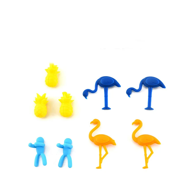 birthday party name tags decoration gift set small silicone markers identifier wine glass charms