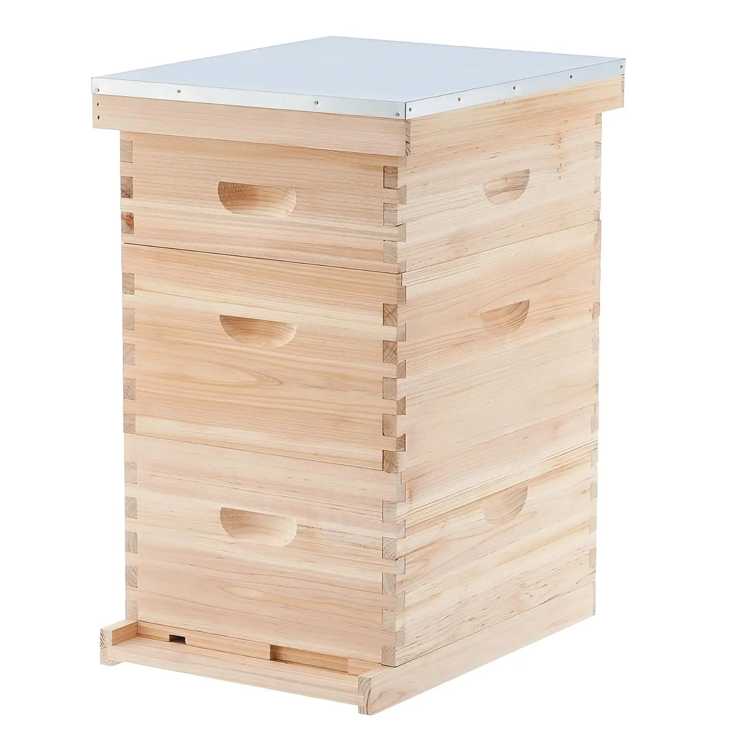 Langstroth Wooden Bee Hive Delicate Polished Beehive with Frame & Waxed Foundation (2 Deep & 1 Medium Box)
