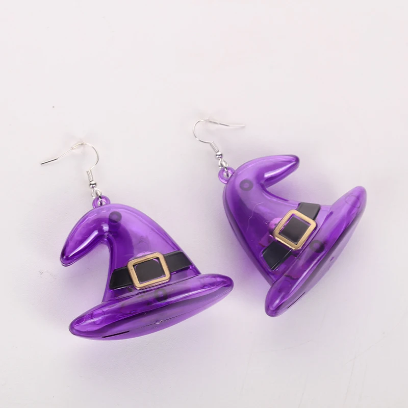 Wholesale Glow Party Supplies Led Light Up Witch Hat Earrings Halloween Led Flashing Earrings