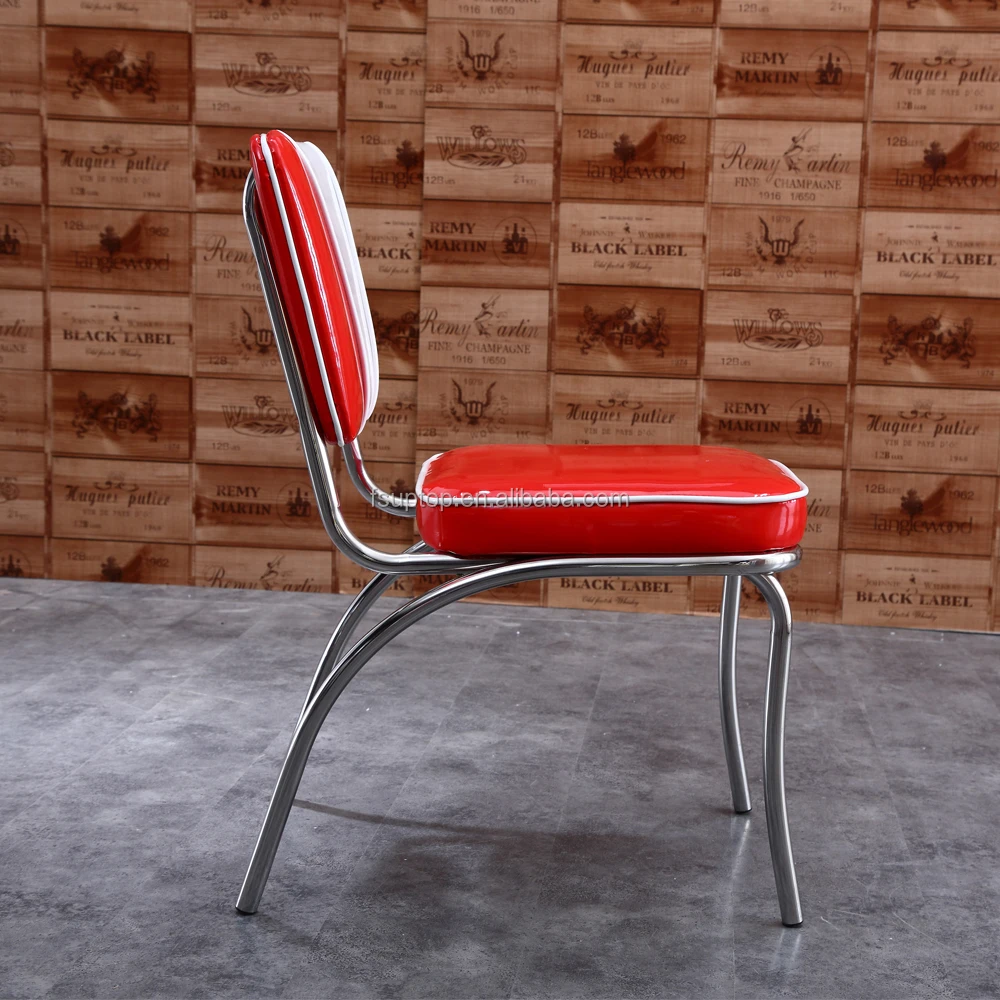 (SP-LC292) Popular American 50s Style Leather Dining Chair Stainless Steel Chair dining set