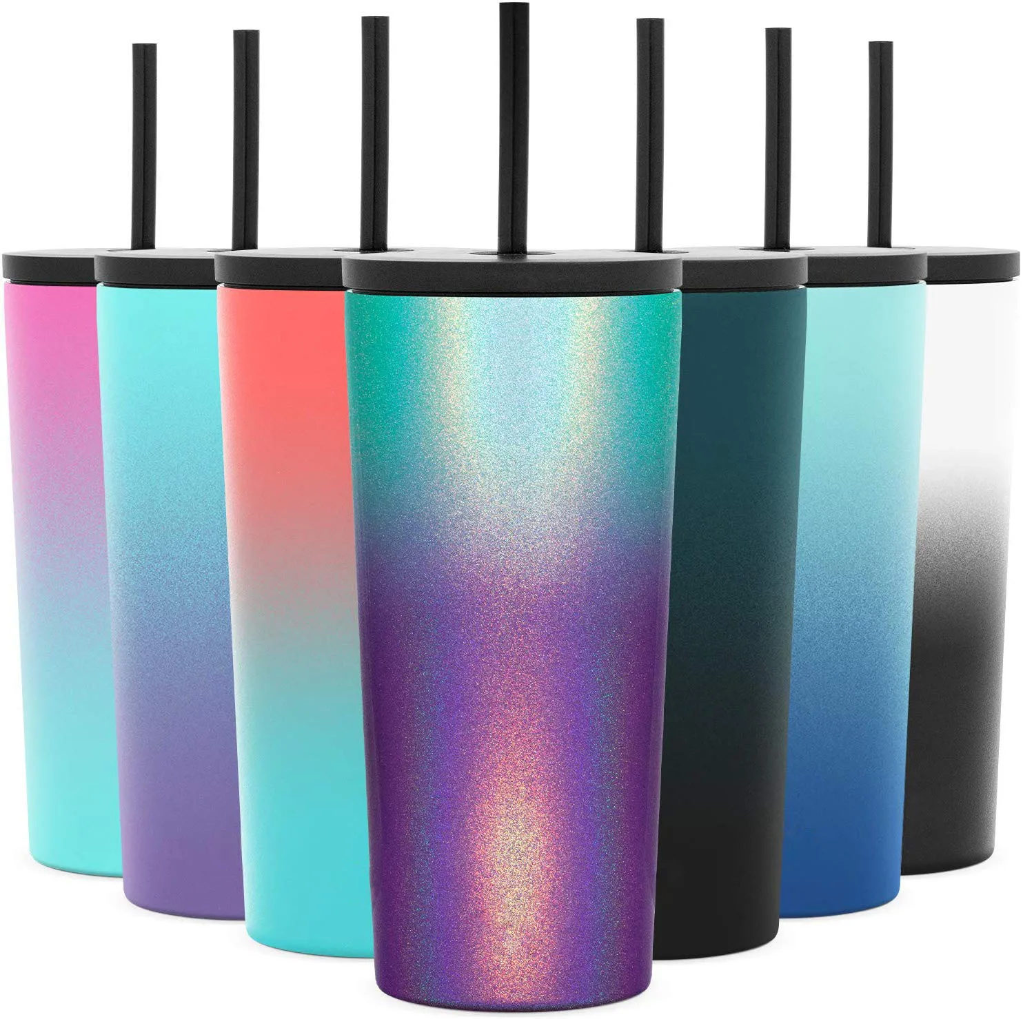 double walled insulated coffee mug  stainless steel  wine skinny tumbler cups with straw