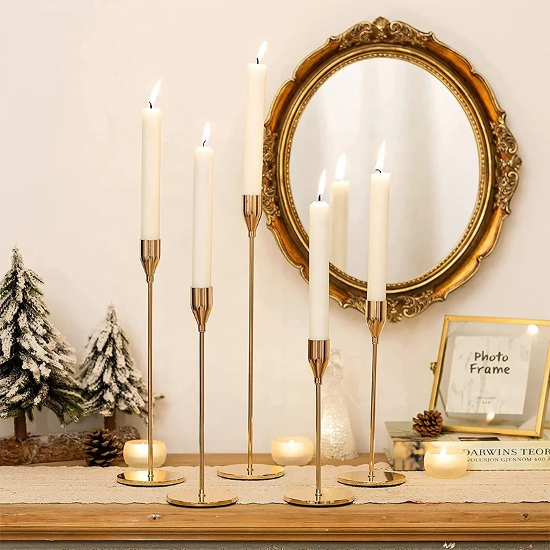 Luxury 3pcs Gold Metal Taper Candle Holder Party Wedding Centerpieces Table Decorations Candelabra Modern Home Decor