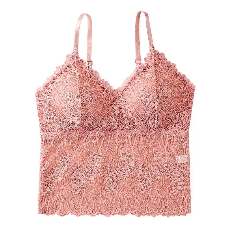 Женское нижнее белье, привлекательный жилет, красивый кружевной топ-труба пуш-ап без косточек с регулируемыми бретелями, длинные кружевные топы-бандо