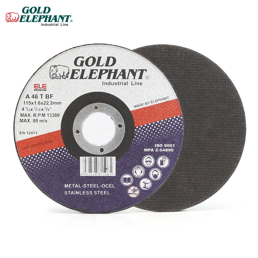 Gold Elephant resin abrasive discs 4.5inch 115*3.0*22.2mm aluminum cutting discs disco de corte cutting wheel