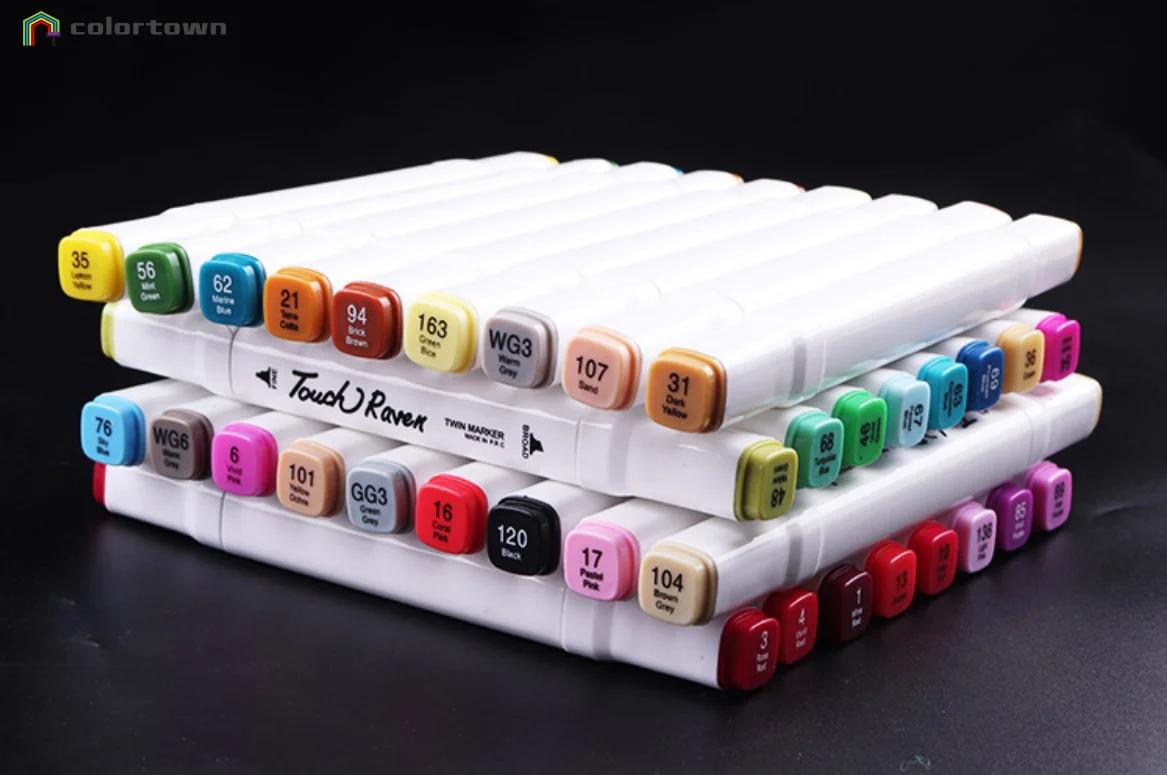 40pcs 60pcs 80pcs 168pcs Touch Raven professional dual tips alcoholic marker pen set custom OEM box art supplies