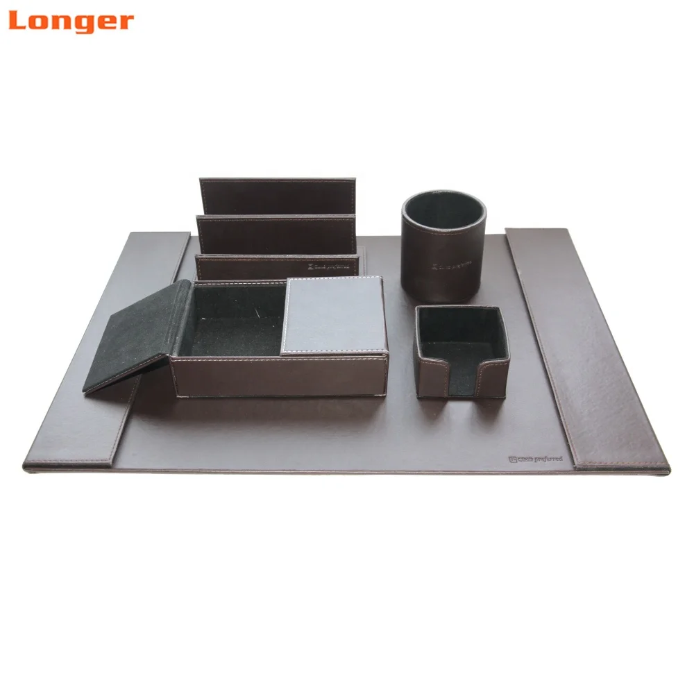 LG885 OEM Supplier High-end Office Home Study Room Table Leather Stationery Gift Desk Sets