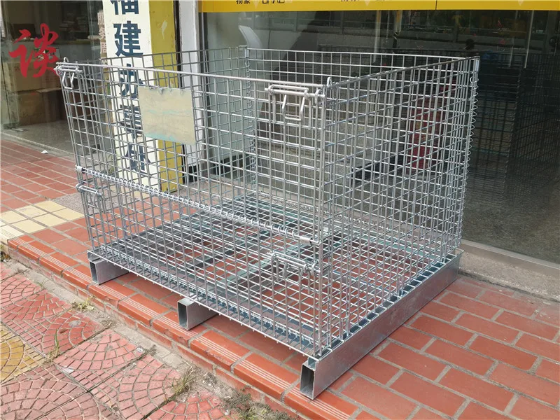 collapsible wire mesh container with tube bars for racking system warehouse