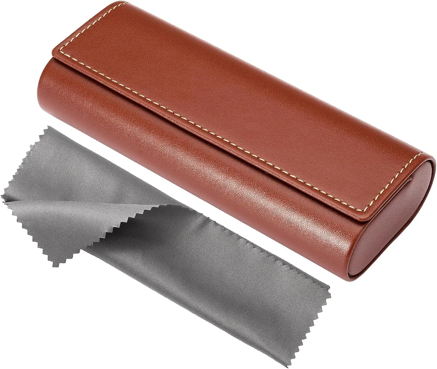 YT4076 Custom Handmade luxury pu Leather hard protect hard optical eyeglasses Case with microfiber cleaning cloth