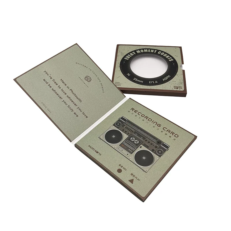 Custom design talking recording sound card 2 min recordable voice chip greeting cards