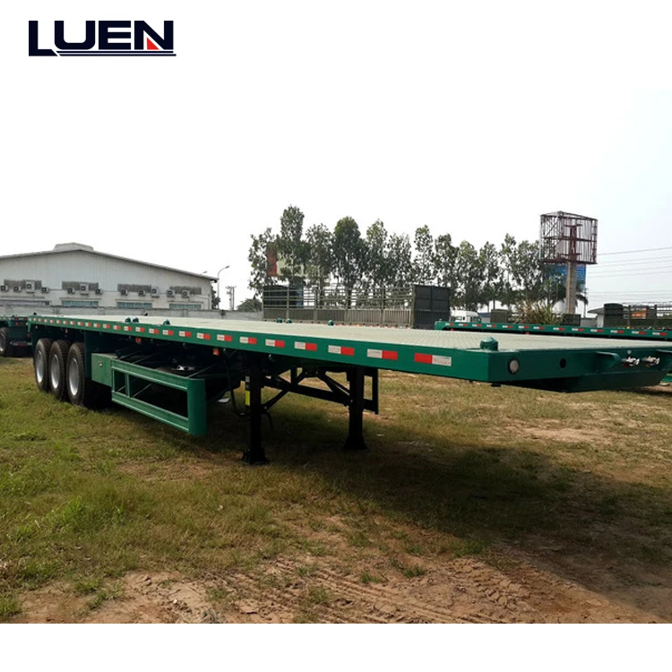 60 Tons capacity 2 axle & 3 axle heavy duty 20ft & 40ft flatbed semi truck trailer