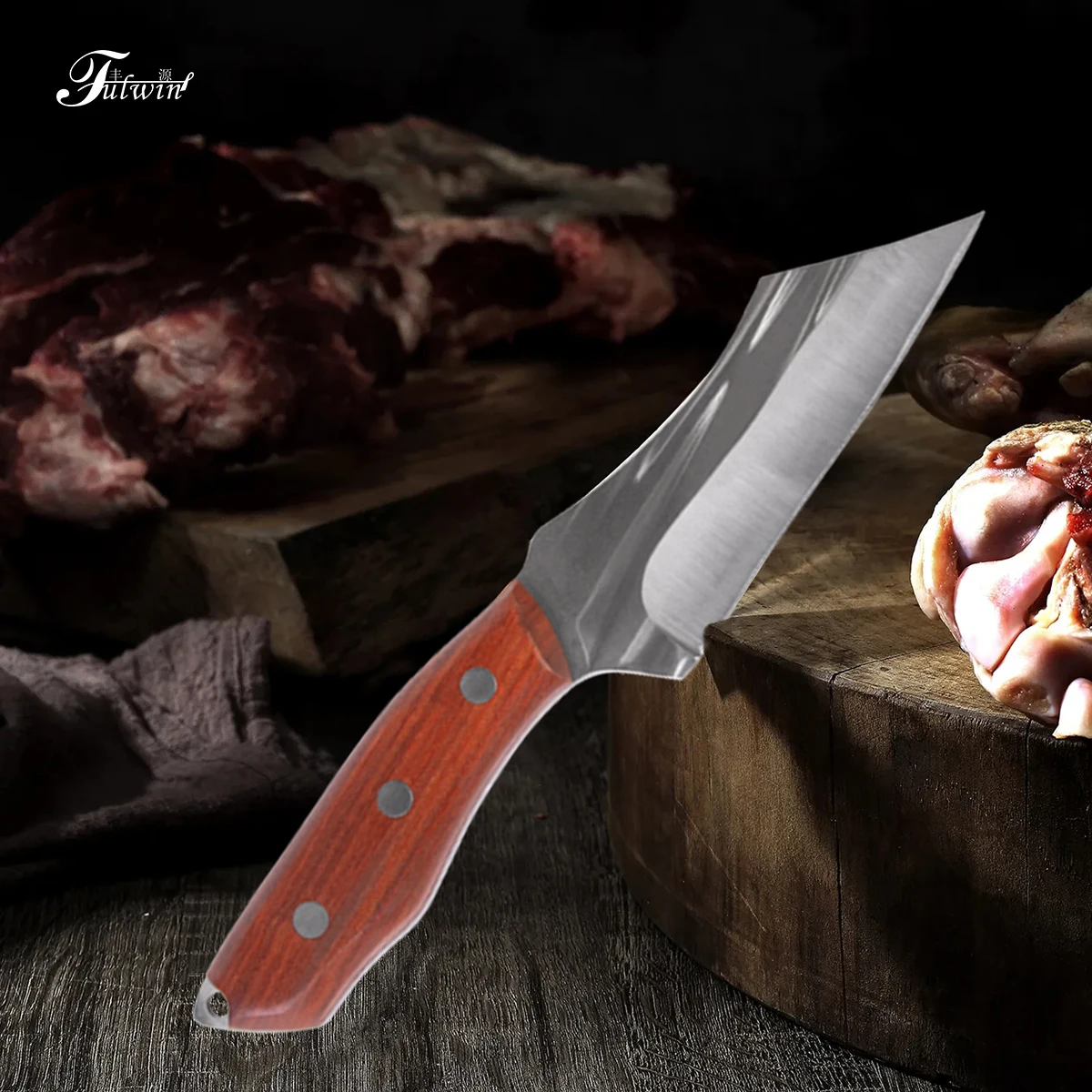 Fulwin Chinese Butcher Knife Professional Hand-Forged Cleaver Knife Butcher Knife