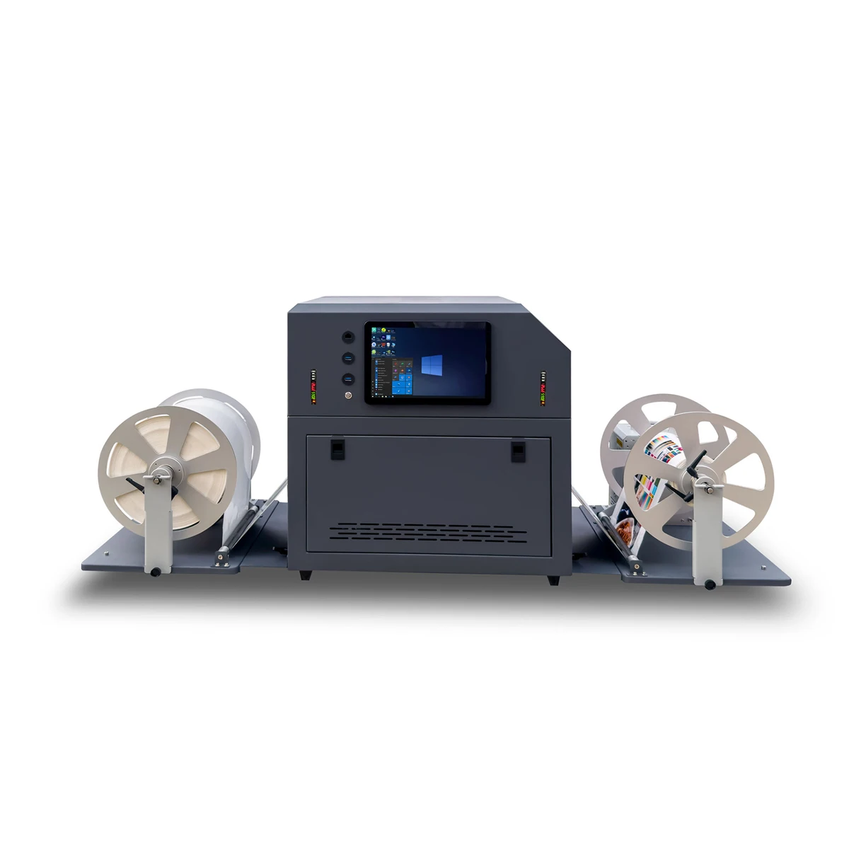 Focus Inc. one pass roll to roll labeling machine for perfume bottle digital printer with die cut machine