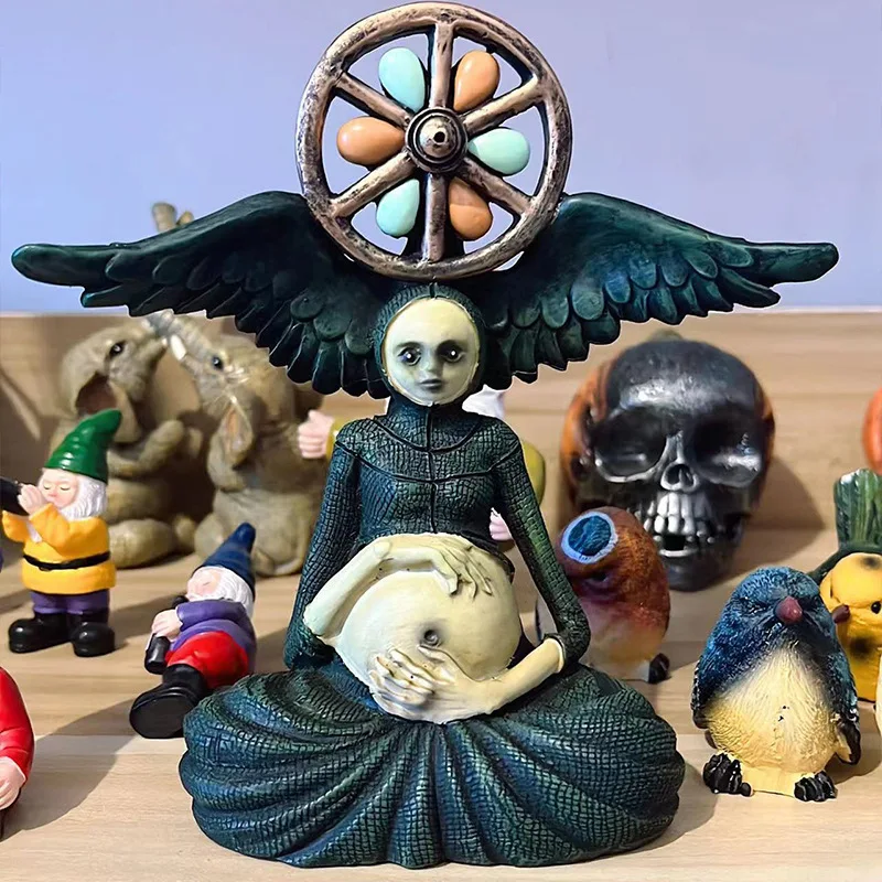 Halloween Party Home Outdoor Horror Decoration Figurine Garden Ornaments Witch Statue Resin Craft