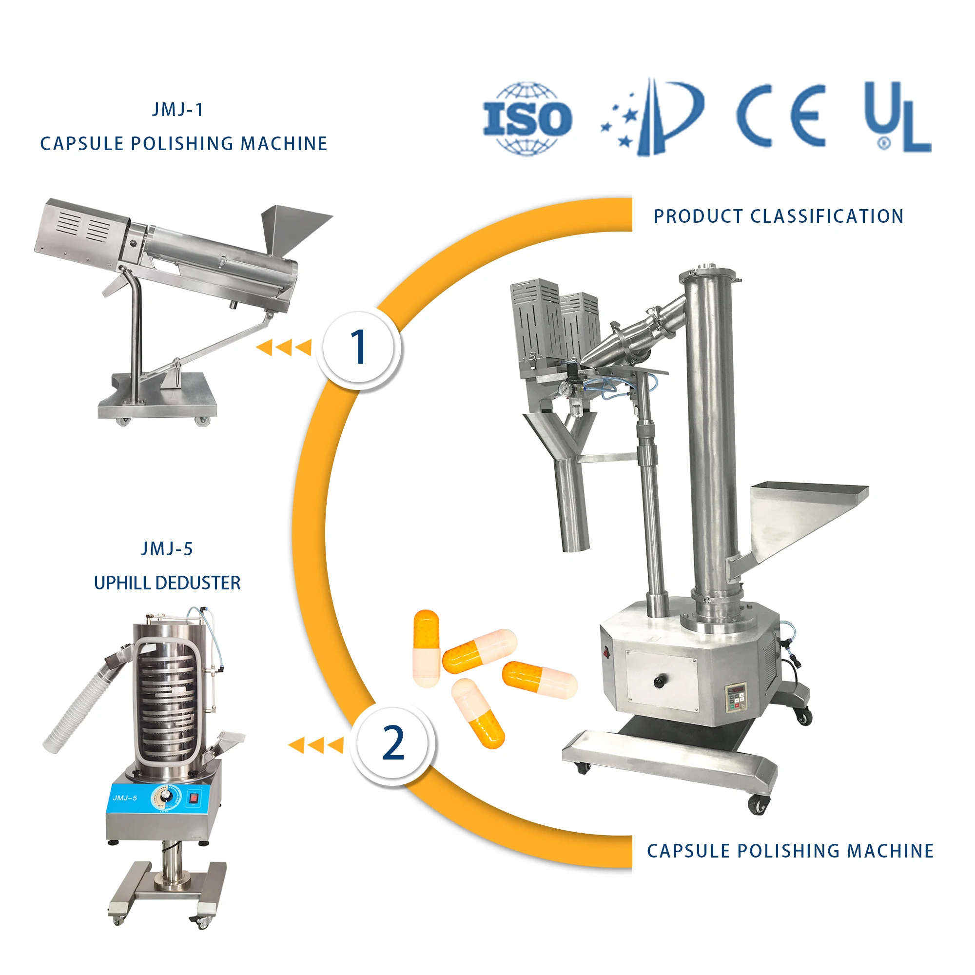 JMJ-3A High Speed Vertical Capsule Polishing Sorting Machine with Double Sorter Capsule Polisher