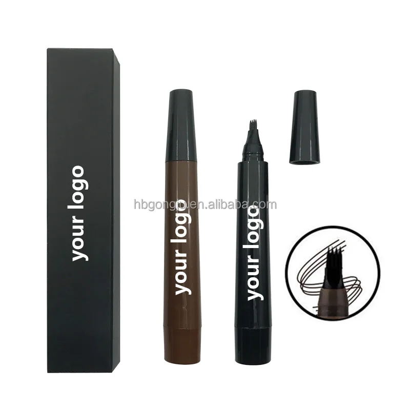 Wholesale long lasting waterproof Tattoo 4 Forks liquid eyebrow pencil with private label low MOQ