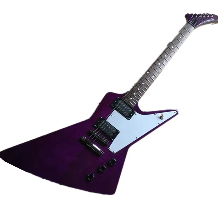 Фиолетовая необычная электрогитара, 6 струн, электрическая гитара с фиксированным мостом, гитары, музыкальные инструменты, электрическая гитара