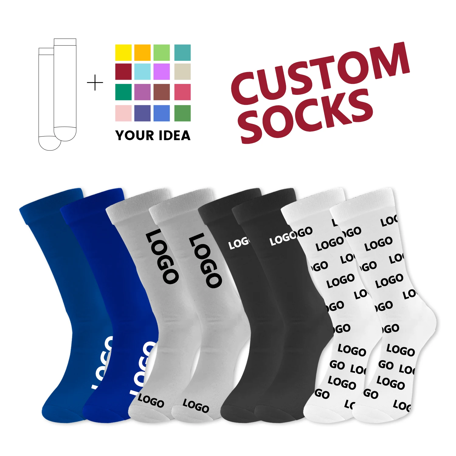 Breathable Custom Colorful Non-skid Anti Sip Outdoor Socks Athletic Crew Grip Football Socks for Soccer