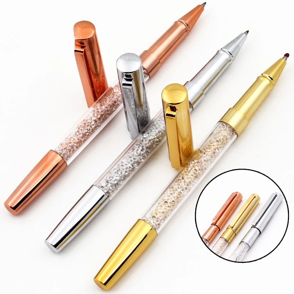 Hot Selling Luxury Office Stationery Fountain Pens Crystal Gifts Diamonds Rose Gold Fountain Pens