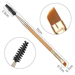 Wholesale high quality make up spoolies 2 in 1 double heads eye lash eco friendly bamboo mascara brush wands with eyebrows brush