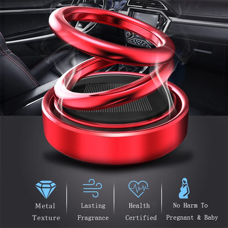 Solar Car Aromatherapy Essential Oil Diffuser 360 Double Ring Rotating Design Car Perfume Air Purifier Car Fragrance 2021